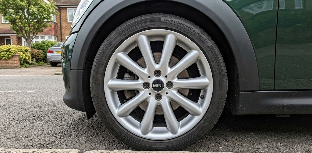Emma D's Mini Cooper with a perfectly repaired front near-side alloy