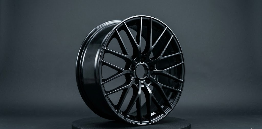 Freshly refurbished gloss black alloy wheel